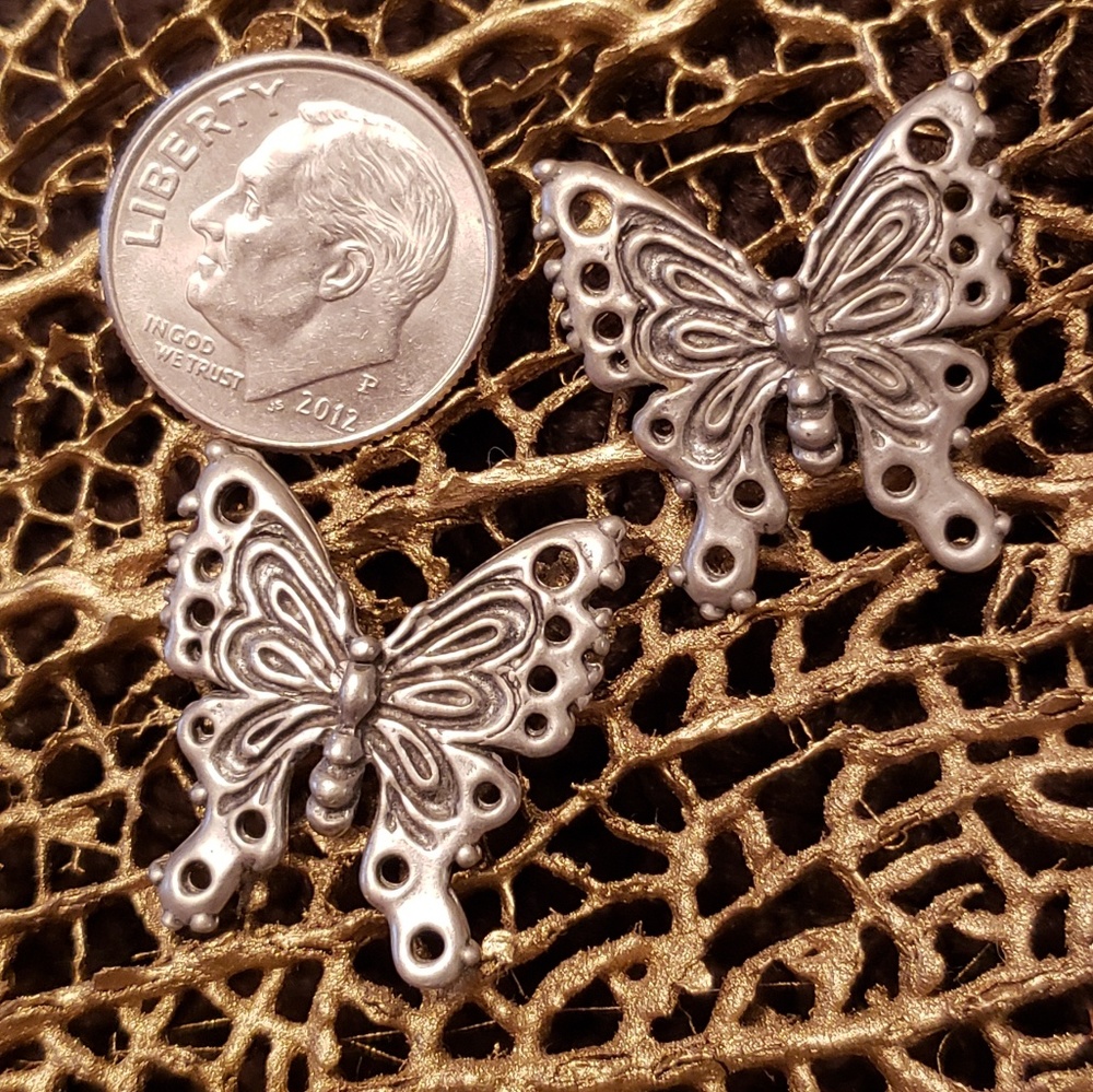 Butterfly earrings, pewter